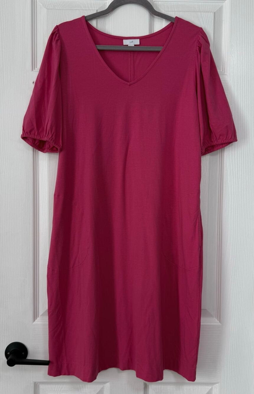 J.Jill Women's Pink Cotton Blend With Pockets Dress Size Medium